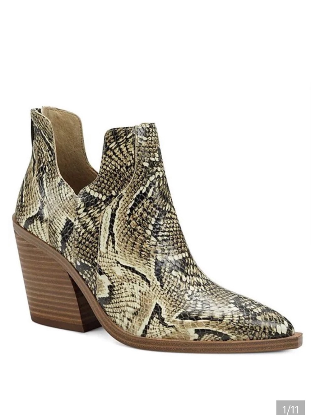 Vince Camuto Gigietta Snake Print Leather Western Booties